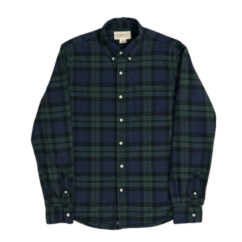 Denim & Supply‎ Ralph Lauren cotton navy green plaid flannel shirt mens Medium